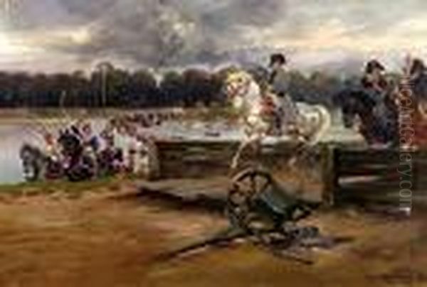 Przejscie Napoleona Ze Sztabem Przez Wilie Oil Painting by Jerzy Kossak