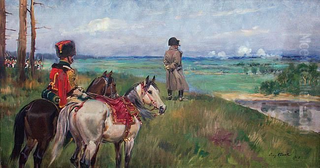 Napoleon Przy Przejsciu Przez Niemen Oil Painting by Jerzy Kossak
