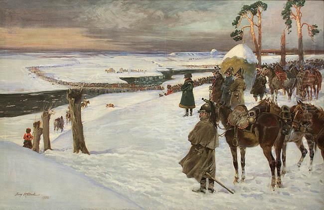 Przeprawa Przez Berezyne Oil Painting by Jerzy Kossak