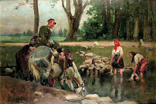 Spotkanie Oil Painting by Jerzy Kossak