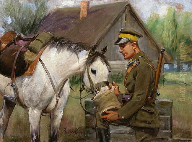 Ulan Pojacy Konia Oil Painting by Jerzy Kossak