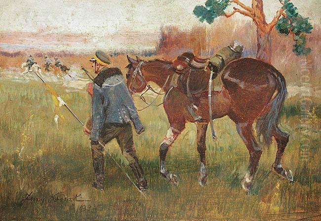 Ulan Z Koniem Oil Painting by Jerzy Kossak
