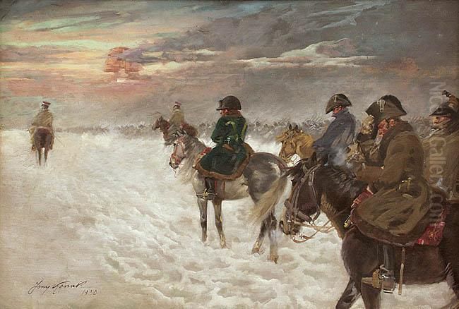 Odwrot Napoleona Spod Moskwy Oil Painting by Jerzy Kossak