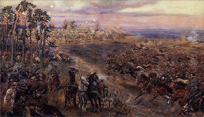 Bitwa Pod Komarowem, Szarza 8 Pulku Ulanow Rtm. Krzeczunowicza Oil Painting by Jerzy Kossak