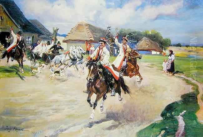 Krakowskie Wesele, 1927 R. Oil Painting by Jerzy Kossak