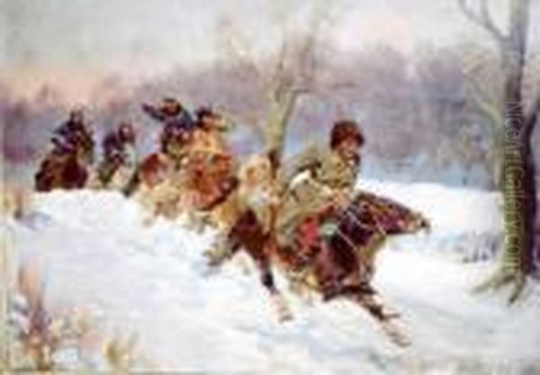 Potyczka Oil Painting by Jerzy Kossak