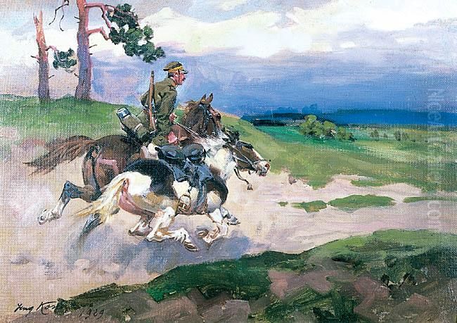Ulanska Zdobycz, 1929 R. Oil Painting by Jerzy Kossak