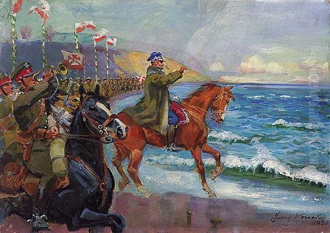 Zaslubiny Z Morzem (gen Haller) Oil Painting by Jerzy Kossak