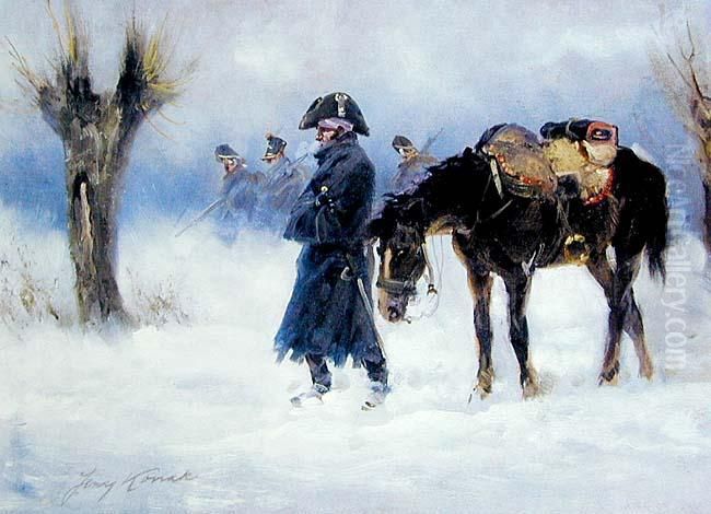 Odwrot Oil Painting by Jerzy Kossak