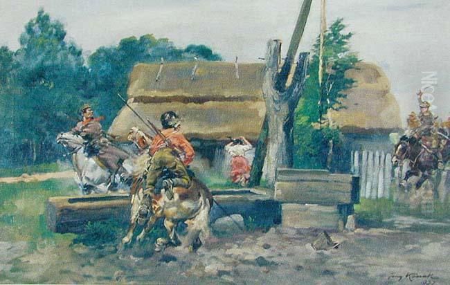 Zaskoczenie Oil Painting by Jerzy Kossak