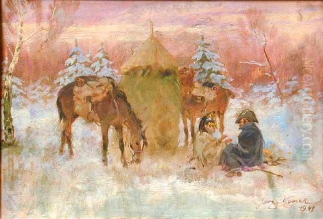 Na Popasie (1941) Oil Painting by Jerzy Kossak