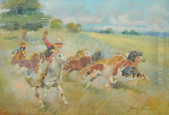 Poganiacze Oil Painting by Jerzy Kossak