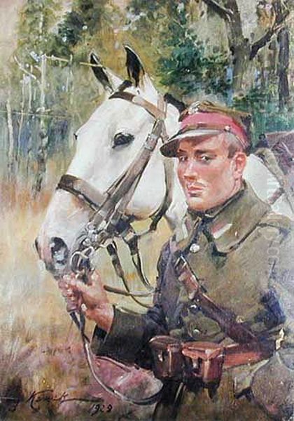 Portret Ulana Krechowieckiego, 1928 R. Oil Painting by Jerzy Kossak
