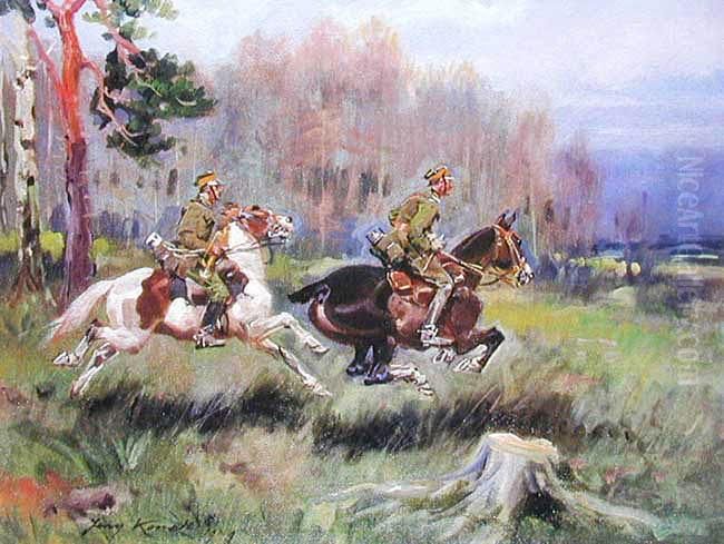 Zwiad, 1929(39) R. Oil Painting by Jerzy Kossak