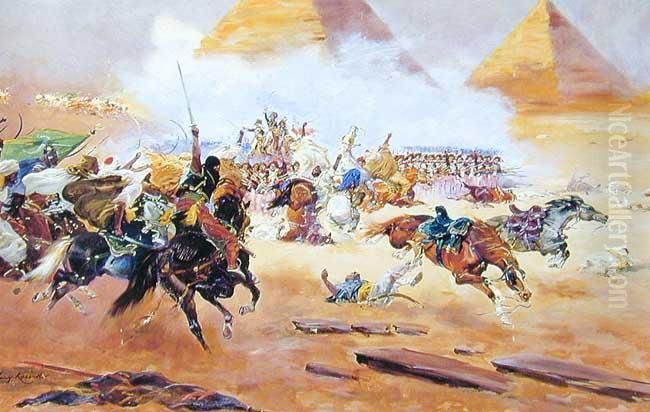 Bitwa Pod Piramidami, Ok. 1928 Oil Painting by Jerzy Kossak