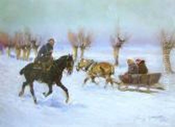Spotkanie Na Drodze, 1935 R. Oil Painting by Jerzy Kossak