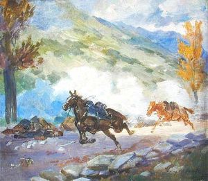 Sploszone Konie W Wawozie Somosierry, 1920 R.