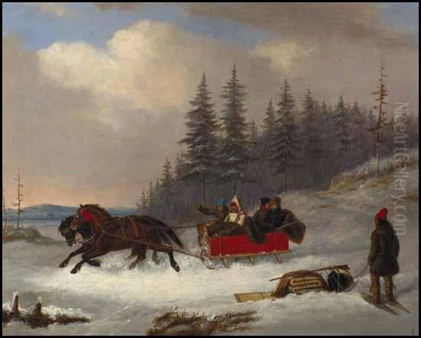 The Sleigh Drive Oil Painting by Cornelius Krieghoff