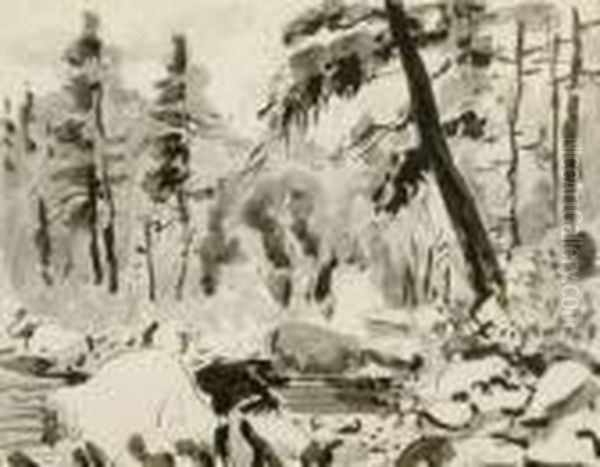 Brook In A Canyon Oil Painting by Walt Kuhn