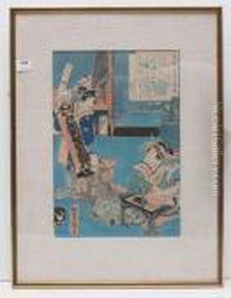 Japanese Oil Painting by Gototei Kunisada