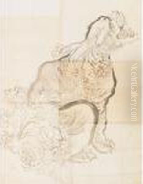 Shishi Oil Painting by Utagawa Kuniyoshi
