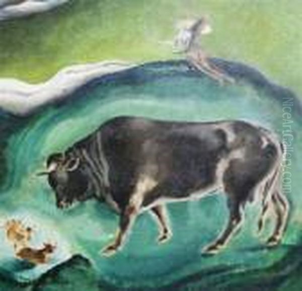 Pastoral Landscape Oil Painting by Yasuo Kuniyoshi