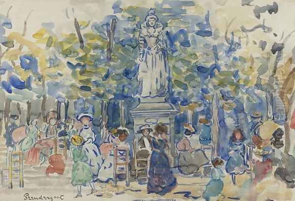 Queens, Luxembourg Gardens Oil Painting by Maurice Brazil Prendergast