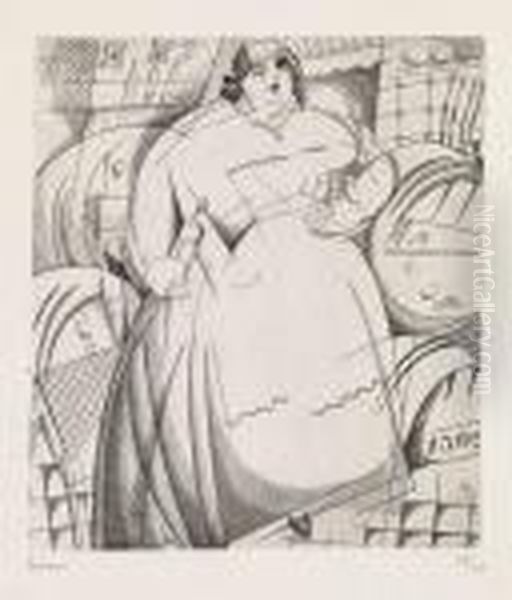 La Cabaretiere Obese Oil Painting by Jean Emile Laboureur