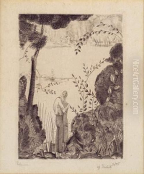Ensemble De 4 Gravures Signees Oil Painting by Jean Emile Laboureur