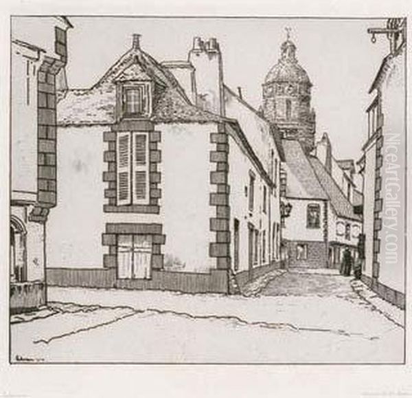 Maisons Au Croisic Ou Une Rue Au
 Croisic / Houses In Le Croisic Or A Street In Le Croisic. 1912 Oil Painting by Jean Emile Laboureur