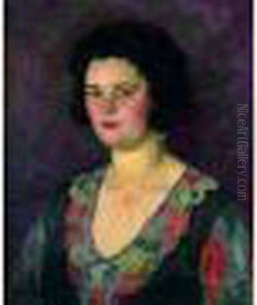 Portrait De Femme Oil Painting by Arnold Borisovic Lakowskij