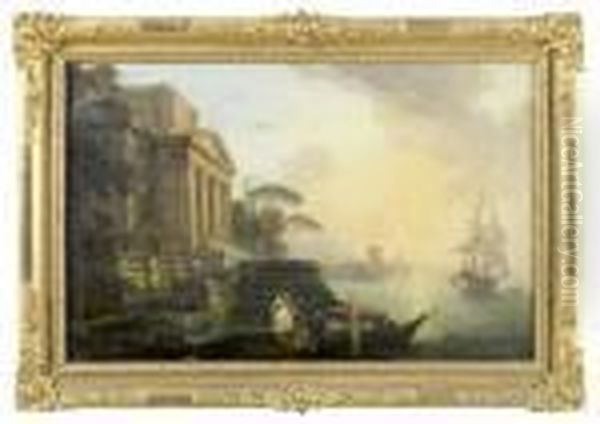 Paysage Mediterraneen Oil Painting by Jean-Baptiste Lallemand