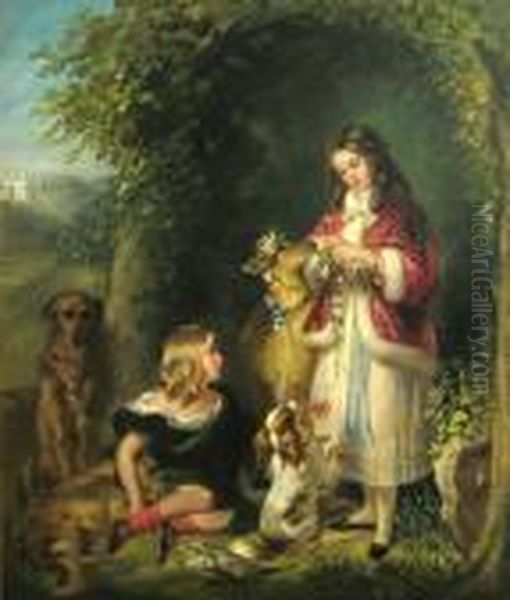The Marquess Of Stafford And The Lady Evelyngower Oil Painting by Landseer, Sir Edwin