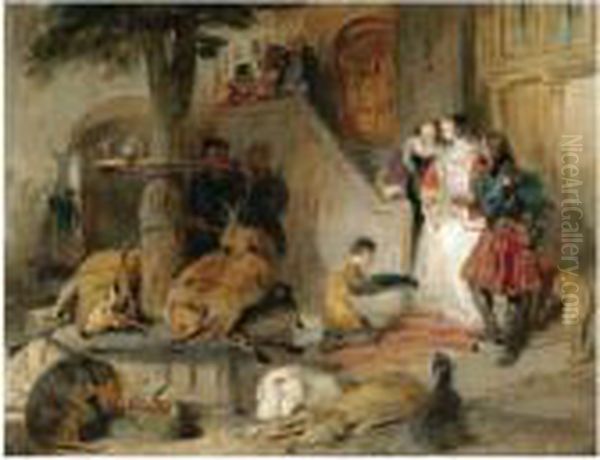 Conduit Court, Skipton Castle, North Yorkshire Oil Painting by Sir Edwin Henry Landseer