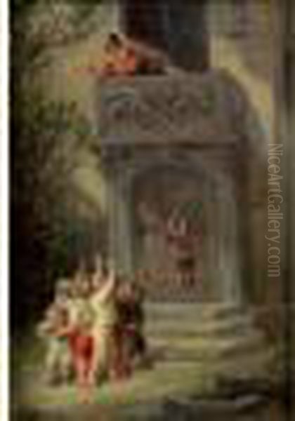 Jeu D'enfants Oil Painting by Francois Louis Lanfant de Metz