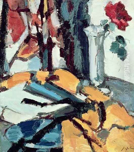Red Rose Oil Painting by Samuel John Peploe