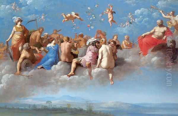 The Feast of the Gods 1623 by Cornelis Van Poelenburgh