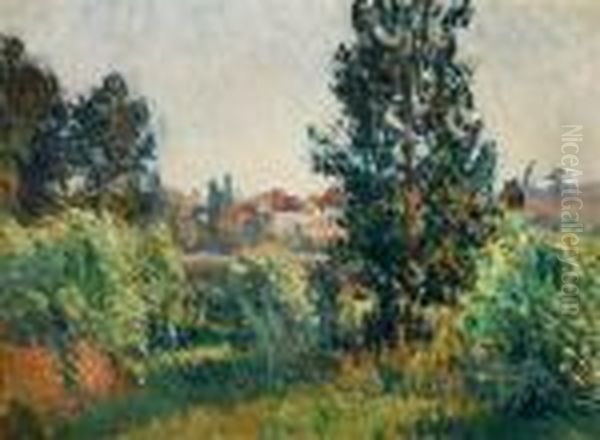 Les Peupliers Oil Painting by Louis Alphonse Abel Lauvray