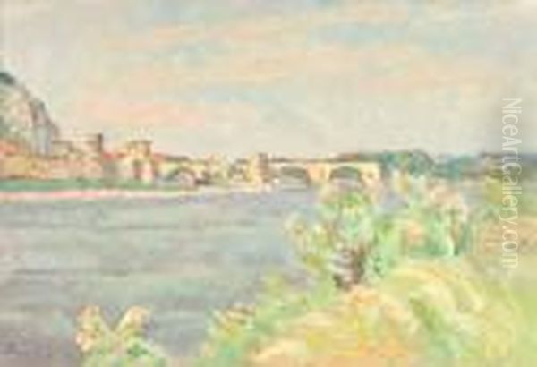Le Pont D'avignon Oil Painting by Louis Alphonse Abel Lauvray