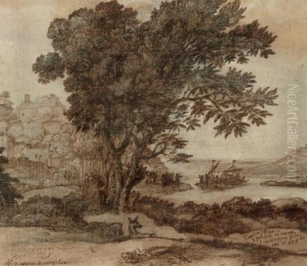 The Arrival Of Aeneas At Pallanteum, The Site Of Rome Oil Painting by Claude Lorrain (Claude Gellee)