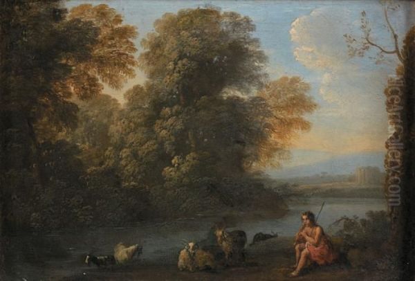 Berger Devant Une Riviere Oil Painting by Claude Lorrain (Claude Gellee)