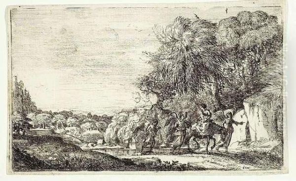 Le Fuite En Egypte. Etching, Ca. 1630/33. State I Oil Painting by Claude Lorrain (Gellee)