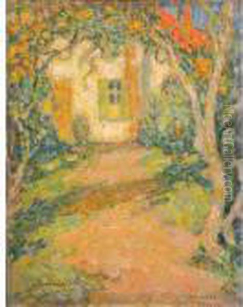 Allee Des Mimosas Oil Painting by Henri Eugene Augustin Le Sidaner