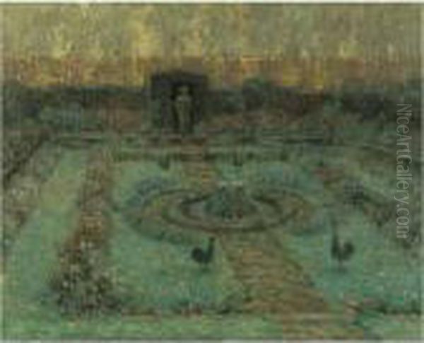 Pound Garden, Hampton Court Oil Painting by Henri Eugene Augustin Le Sidaner