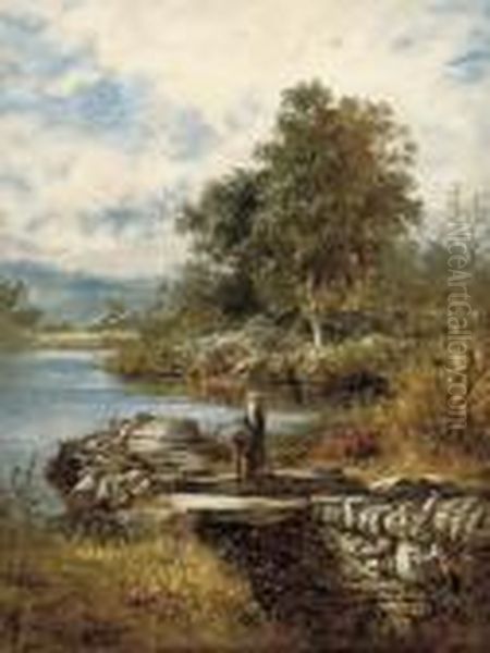 Near Capel Curig, North Wales Oil Painting by Benjamin Williams Leader