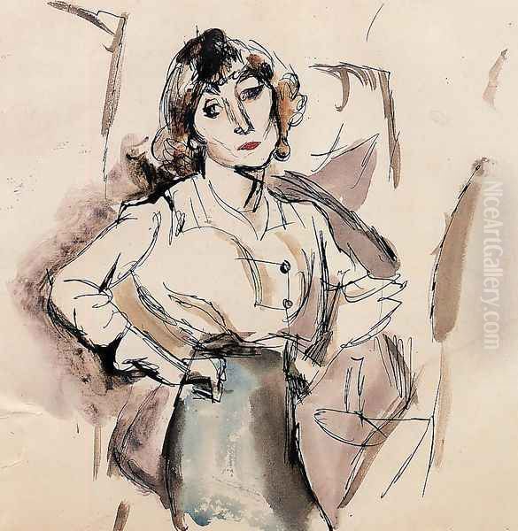 Hermine David Oil Painting by Jules Pascin
