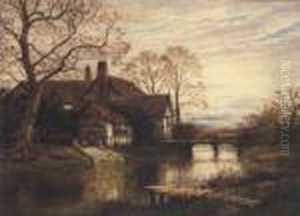 An Old Manor House Oil Painting by Benjamin Williams Leader