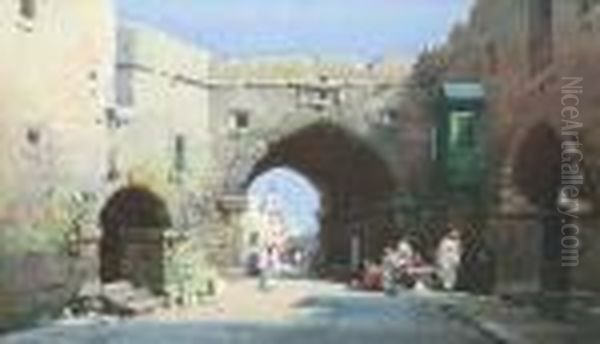Rue Orientale Animee. Oil Painting by Noel Harry Leaver