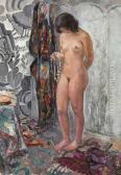 Nu Debout Au Collier Oil Painting by Henri Lebasque