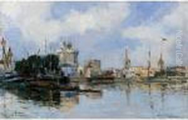 La Rochelle. Le Bassin Du Port, Ciel Tres Lumineux Oil Painting by Albert Lebourg